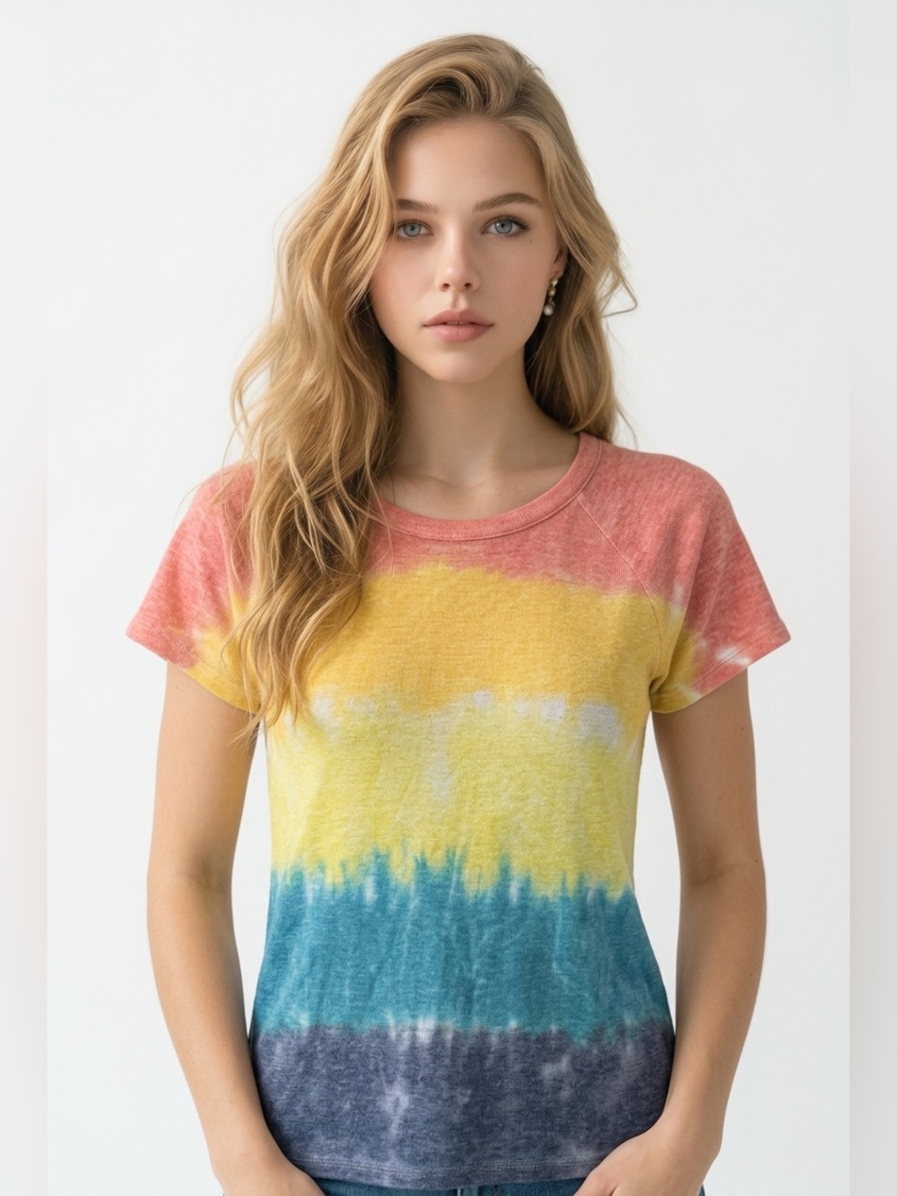 Chaser women’s short‎ sleeved tee rainbow colors, tie-dye size small
￼